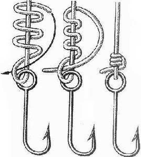 Вязание лески к крючку в картинках