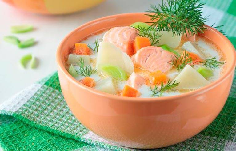 Финский рыбный суп со сливками, рецепты ухи из форели (классический, с томатами, грибами)