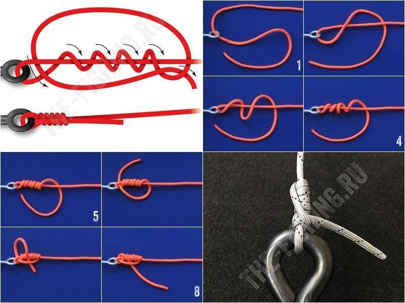 Как вязать двойной рыболовный узел клинч — схема
