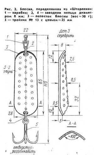 Чертеж блесны для отвесного блеснения