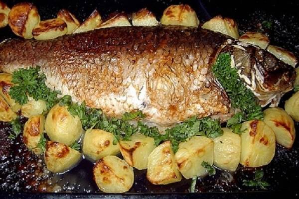 Карась, запеченный в духовке — вкусные рецепты с картошкой, сметаной, картошкой, целиком
